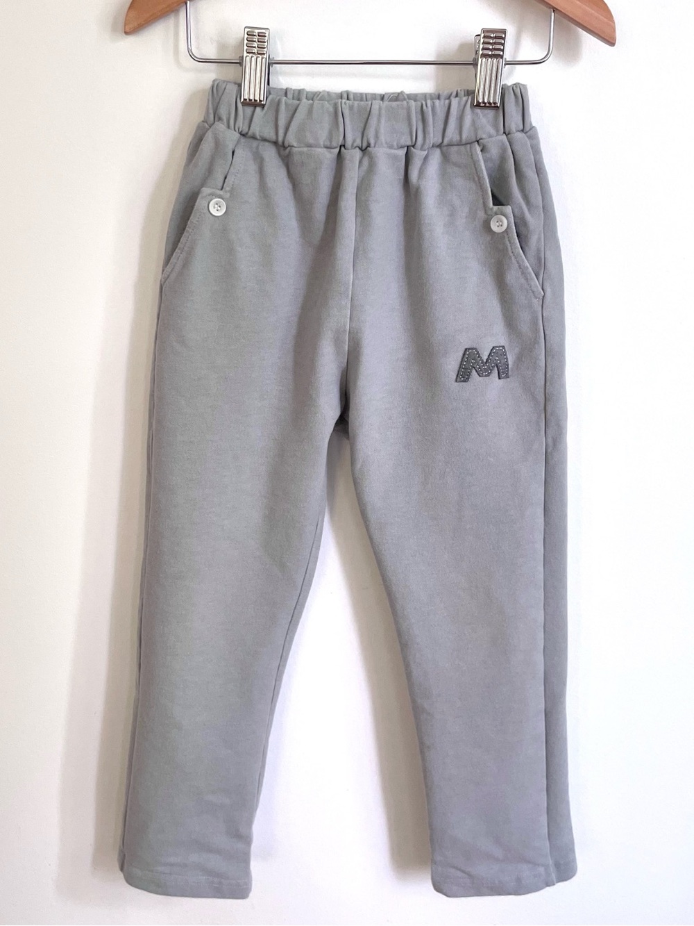Handmade Pull-On Pants / Tailored Joggers, Zig Zag Pockets, Cozy Terry, Gray